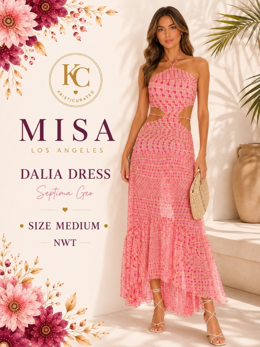 🌸 MISA Los Angeles Dalia Dress – Septima Geo | NWT | Medium | $510 Retail